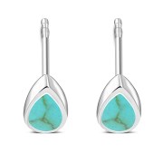Turquoise Drop Silver Stud Earrings, e333